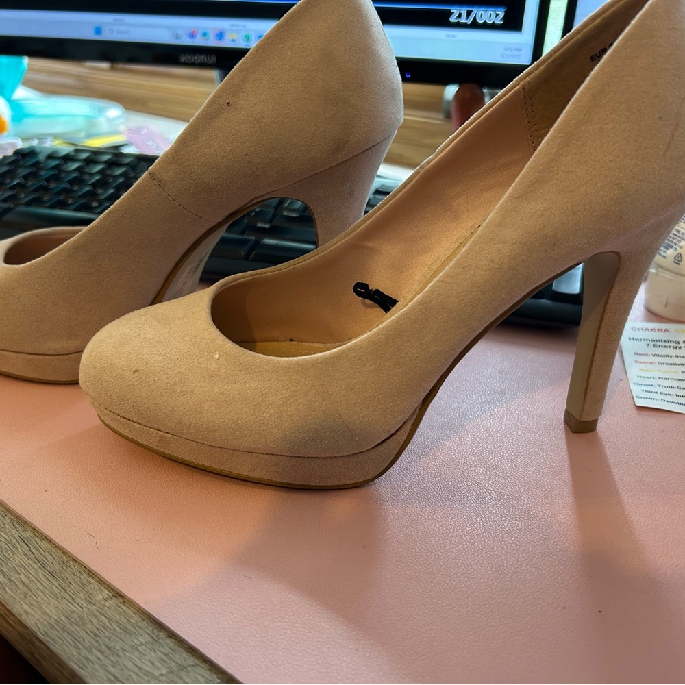 H&M Tan Suede Heels with Platform